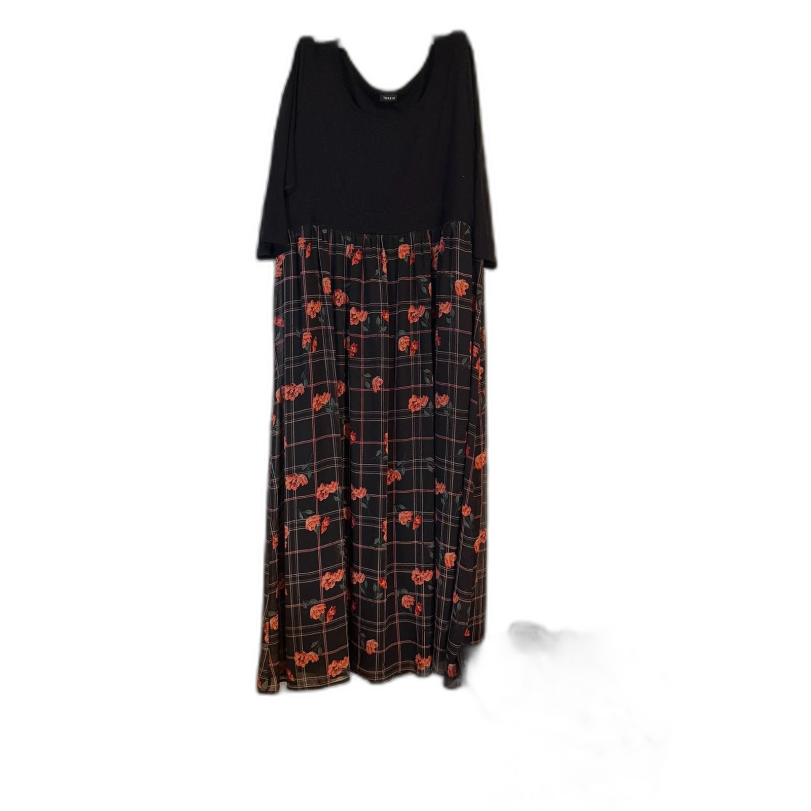 #026 – Torrid Maxi Dress Black/Floral – Size 3