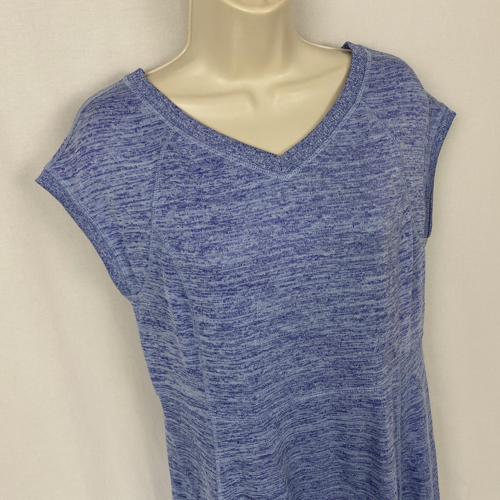 Talbots Dress Womens Small Heathered Blue Knit V Neck T-Shirt Casual Summer Fit
