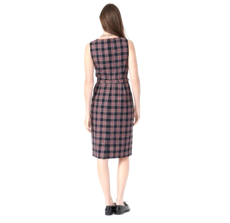NWT J.CREW Belted Sheath Dress in Black Stewart Tartan SZ 0 Pockets $198 Festive
