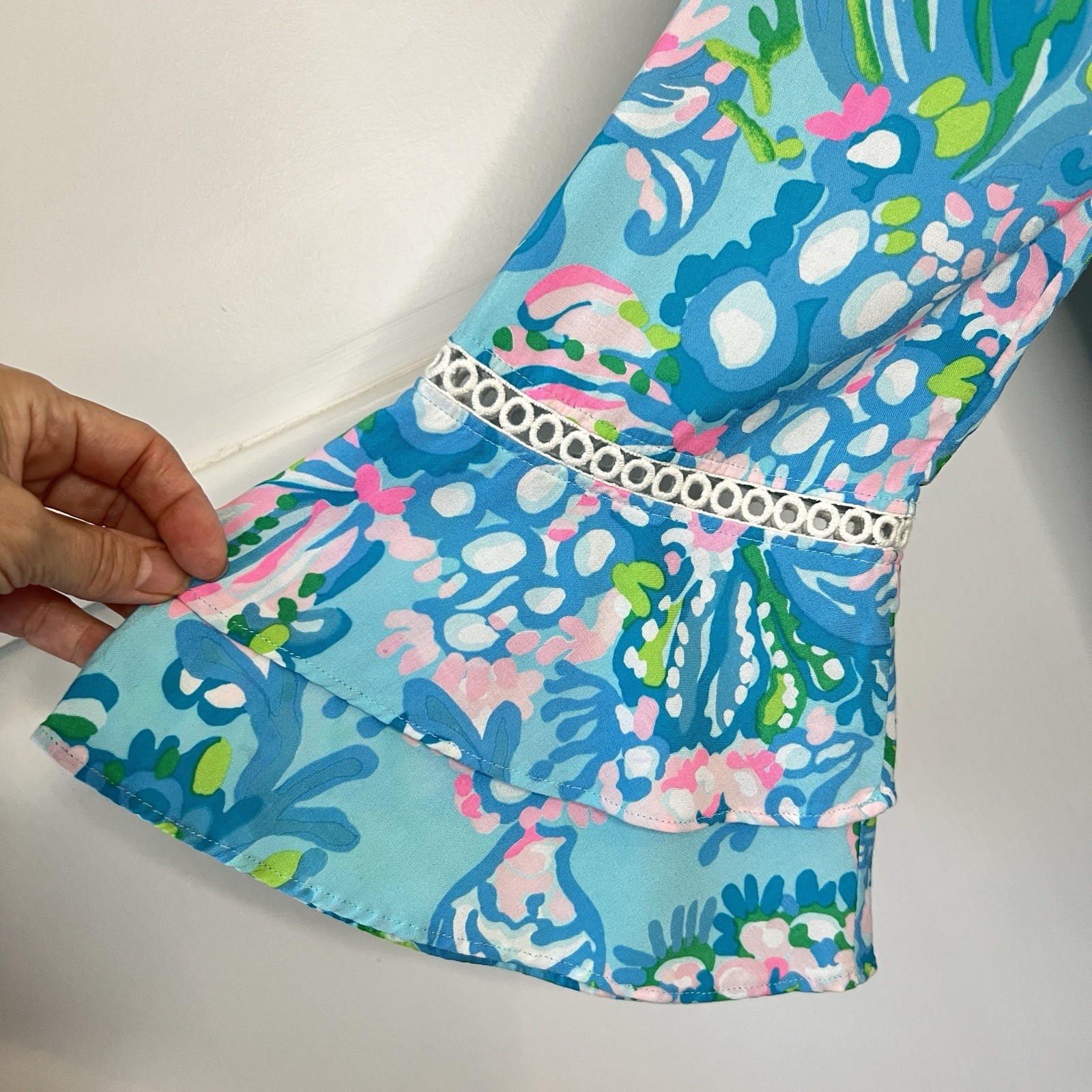 Lilly Pulitzer Anita Tunic Dress in Blue Ibiza Aqua la Vista Sz S Coastal Preppy
