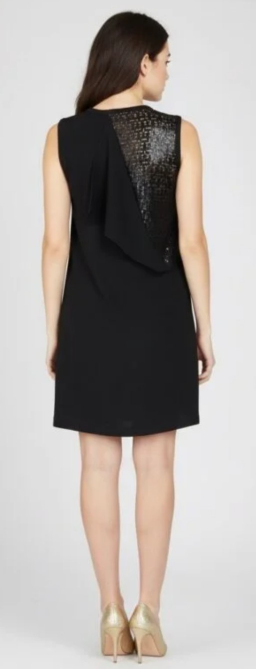 NWT AX Armani Exchange black lace sleeveless dress Back Draped size 6 $160