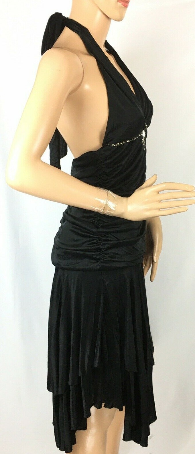 Kathy Heyndels Women’s Halter Black Beaded Dress Size 3 (Medium) Retail $870