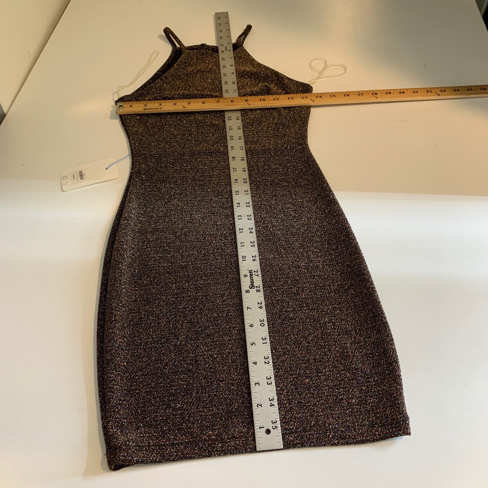 Ibiss Dress Womens XS Extra Small Muti Glare Retro Sparkle Bodycon Mini Halter