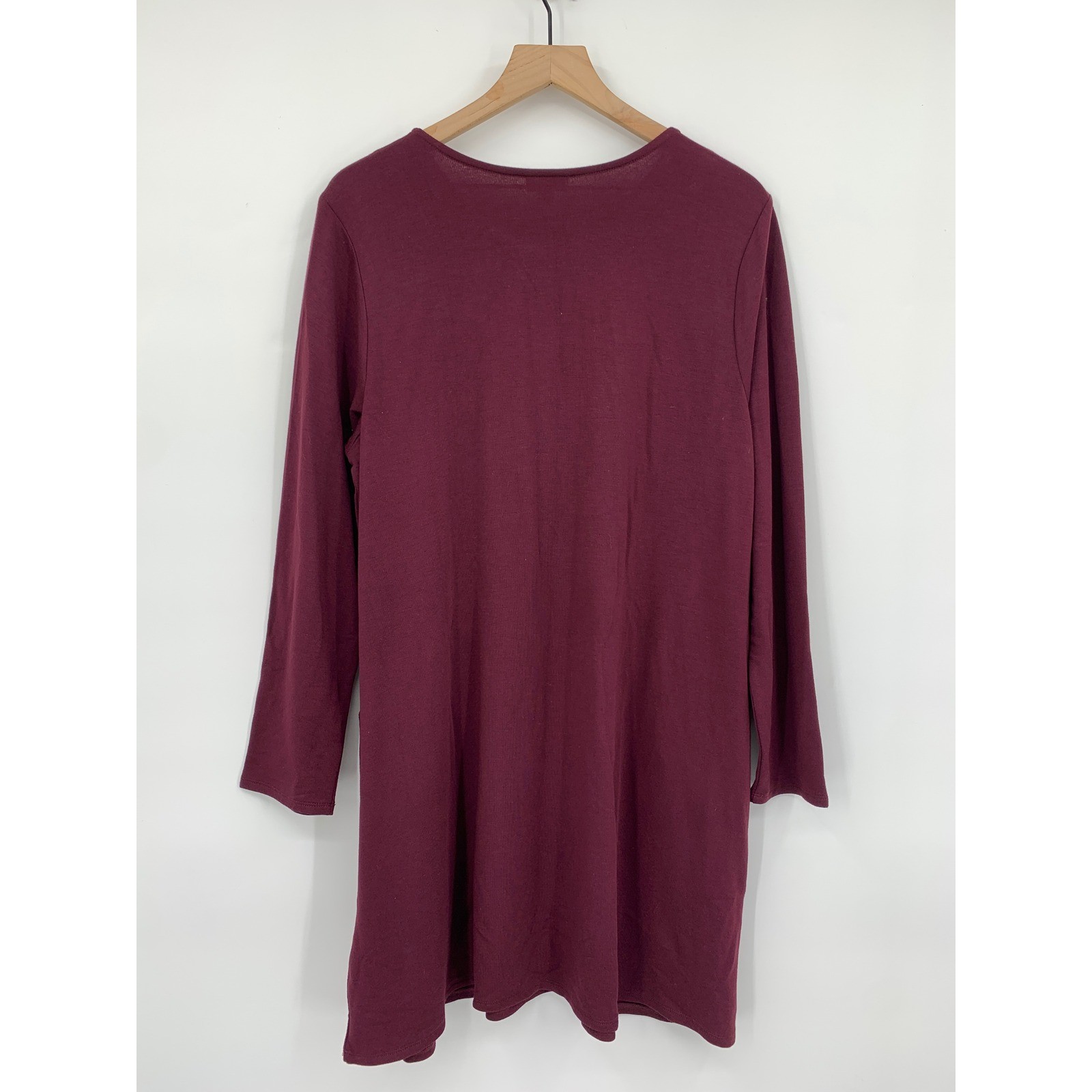 J Jill Dress Womens Large Purple Red Long Sleeve Modal Blend Pocket NEW
