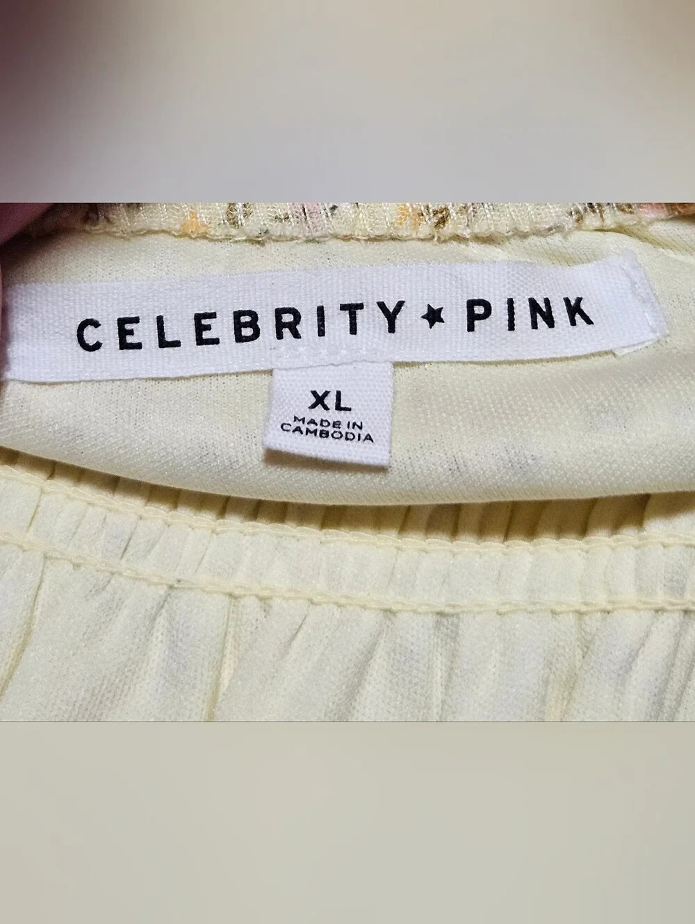 0149 Celebrity Pink Xl NWT Floral Butter Yellow Cottagecore Boho Dress New XL
