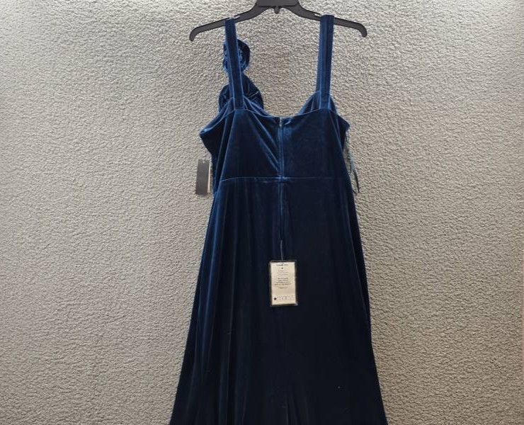City Studio Trendy Plus Size Velvet Floral-Trim Gown 22W Deep Teal Zip Closure