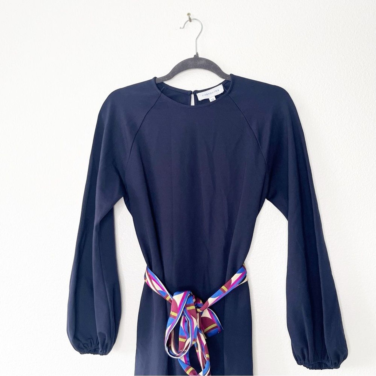 Cartolina Emma Ponte Raglan Sleeve Dress in Navy Blue Size XS Retro Boho NEW
