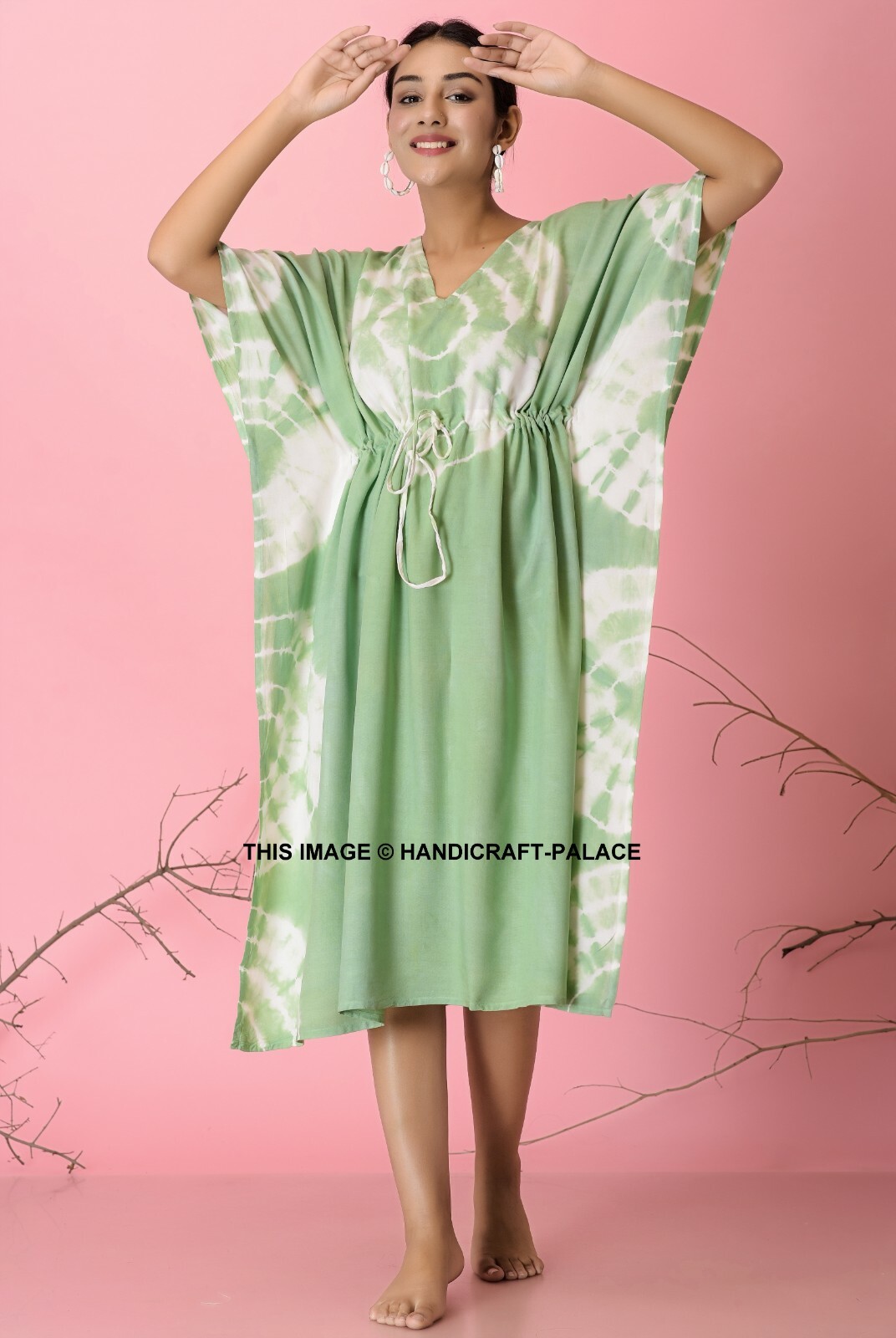 Women Kaftan Casual Maxi Dress Kimono Sleeve Evening Gown Beachwear Sundress