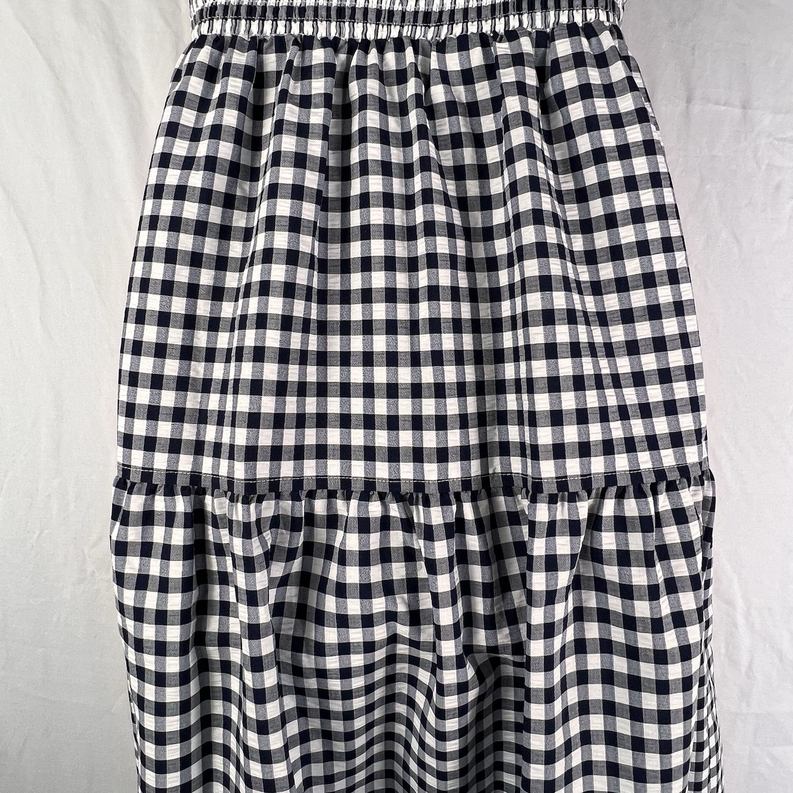 On 34th Dress Women’s Small Below Knee Midi Sleeveless A-Line Smocked Check