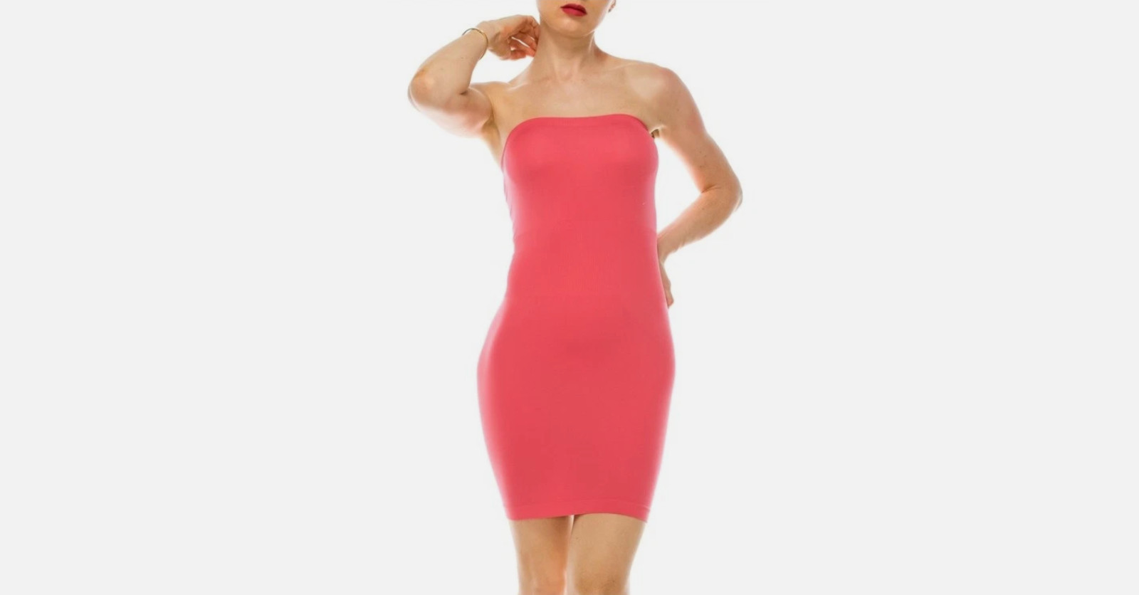 TIGHT FITTED STRETCH SEAMLESS STRAPLESS TUBE BODYCON MINI DRESS ONE SIZE