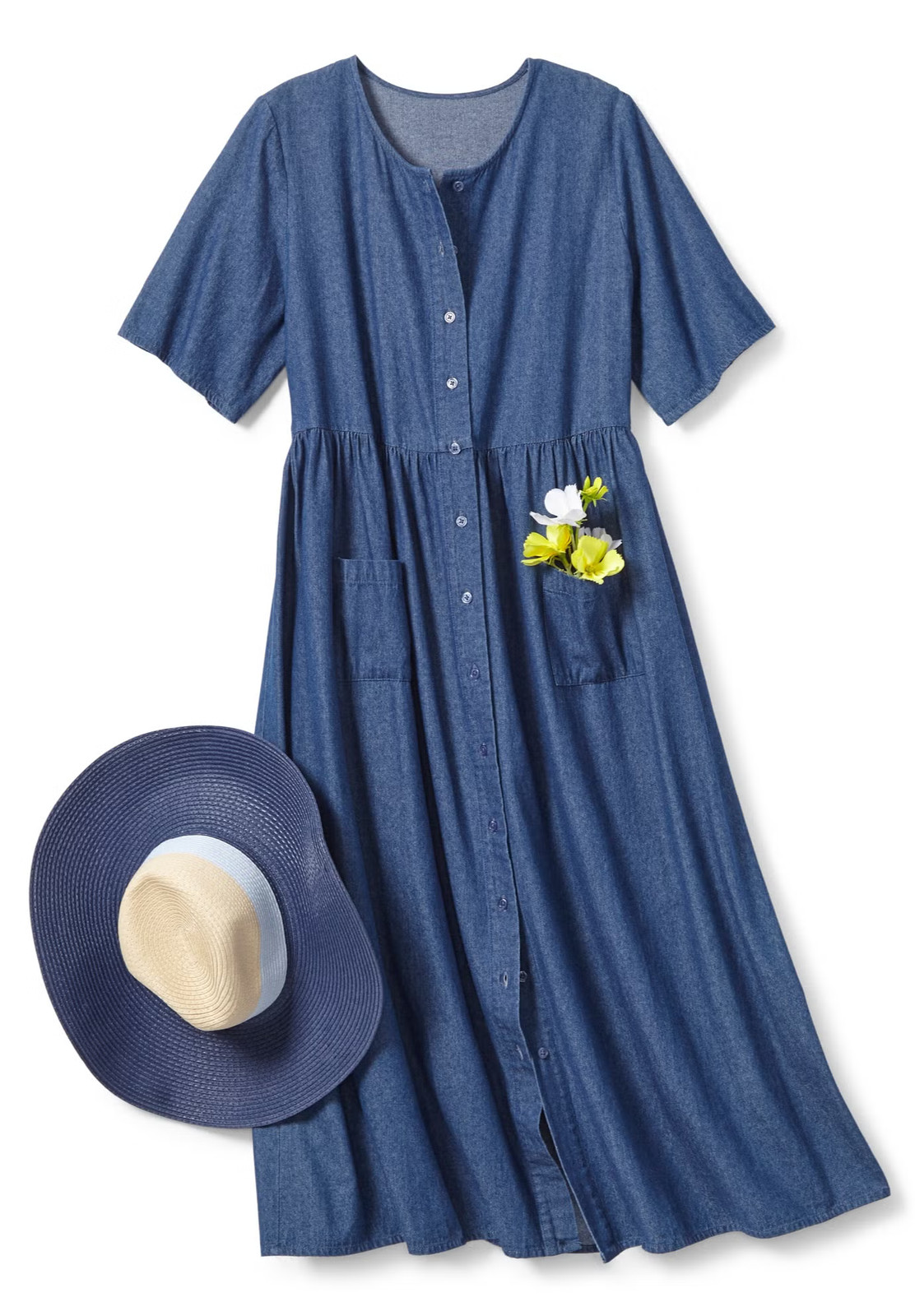 Woman Within Women’s Plus Size Short-Sleeve Denim Dress