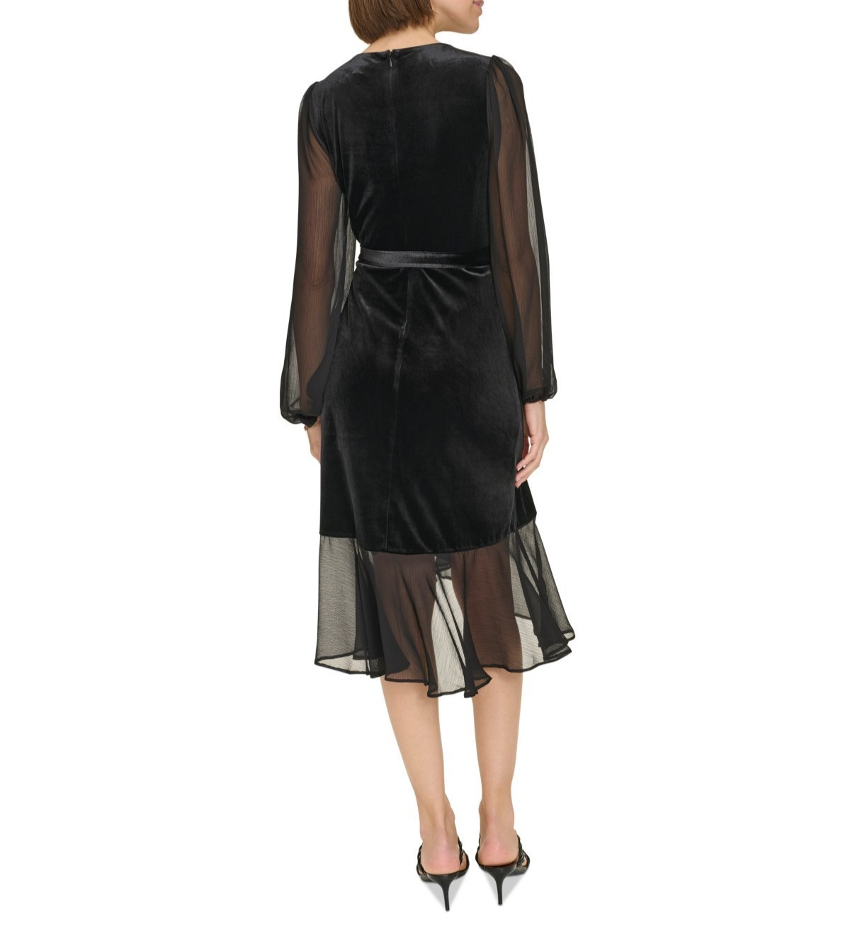 Tommy Hilfiger Mixed-Media Ruffled High-Low Dress MSRP $ 129