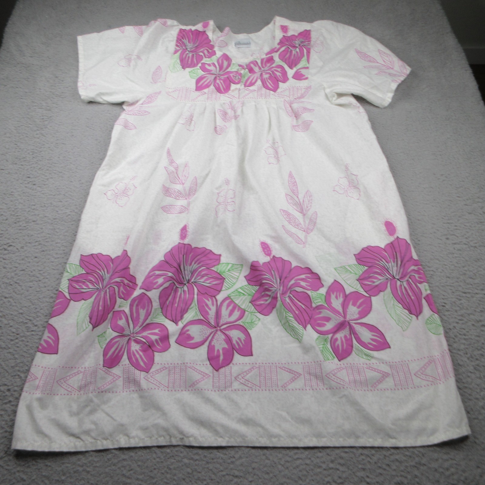 Easy Essentials Mumu House Dress Womens XL White Floral Short Sleeve Cotton