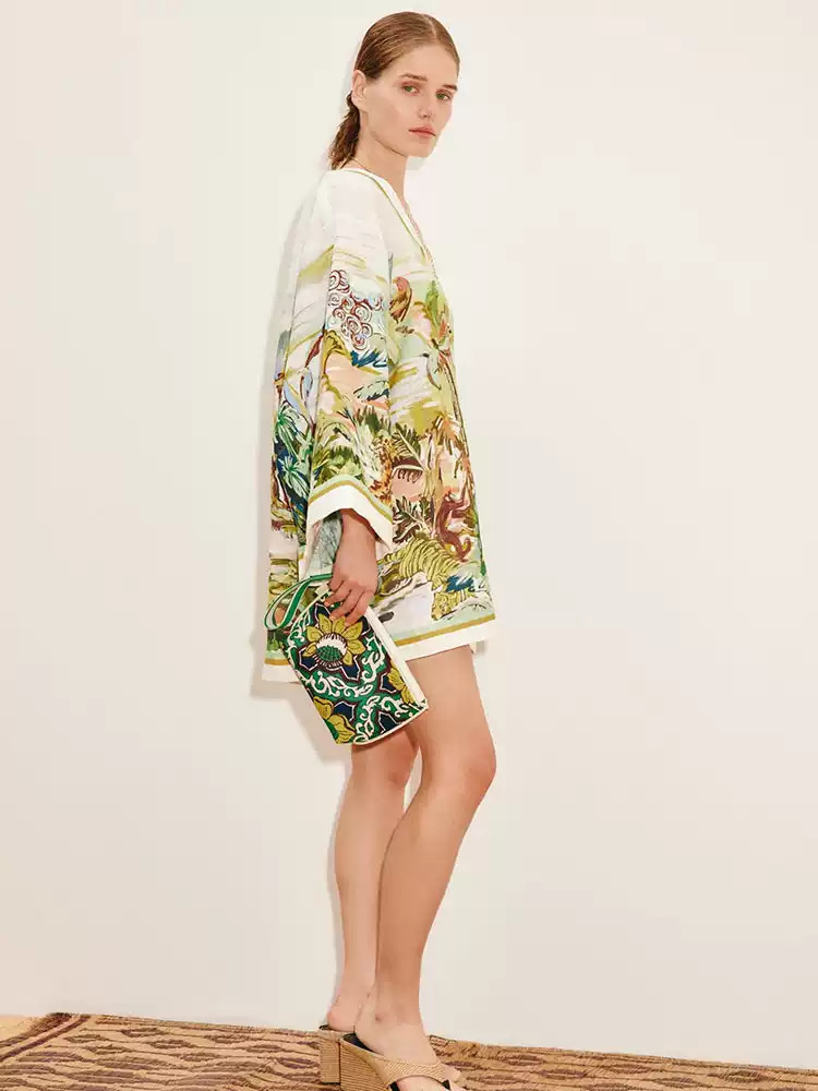 ALEMAIS Floral Print Shirtdress Relaxed Button Down Summer Boho