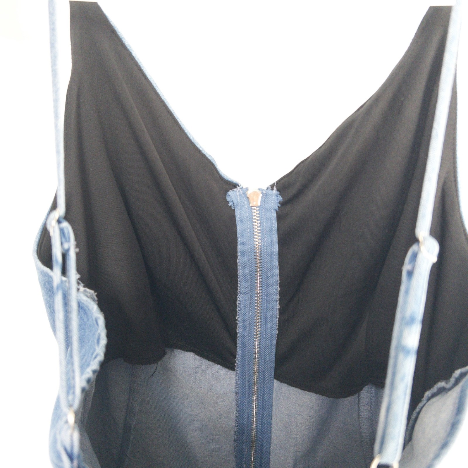 Iris Full Zip Stretch Denim Chambray Festival Bodycon Basic Dress Womens XL Y2k