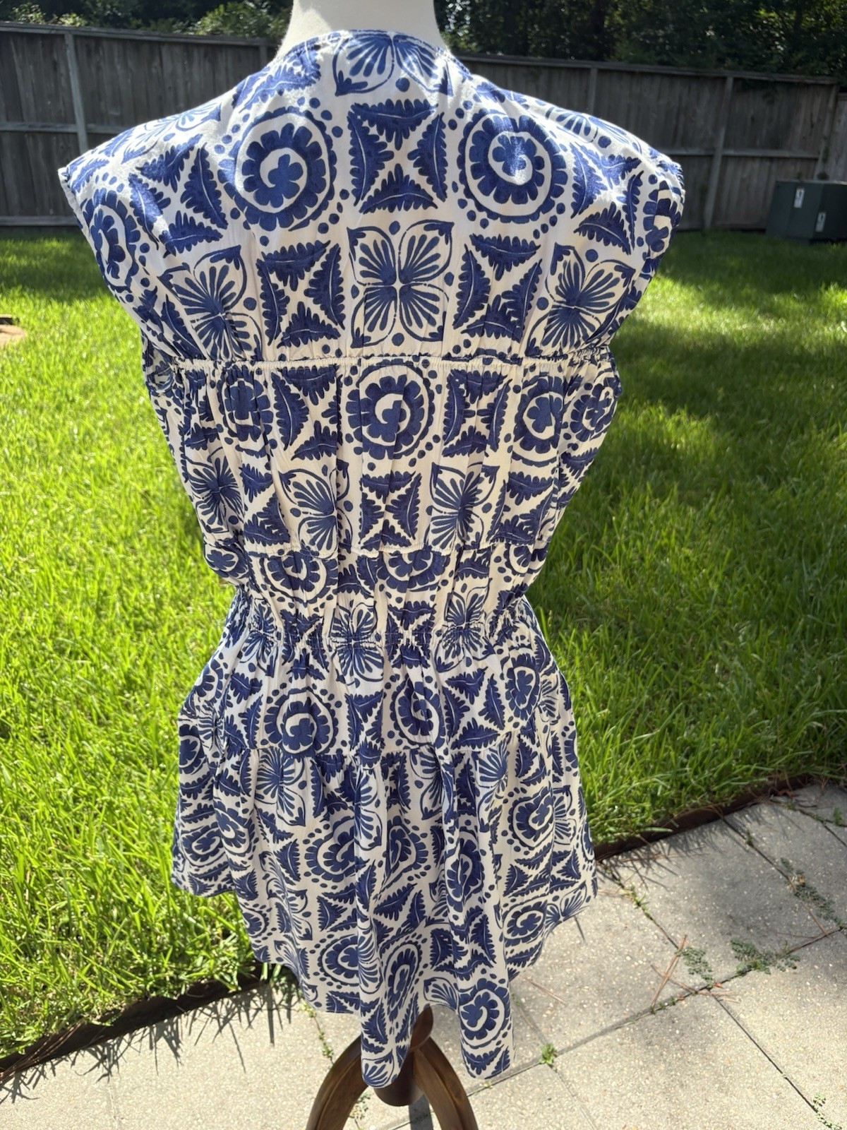 H&M Mini Flare Floral Dress Blue White Size Medium