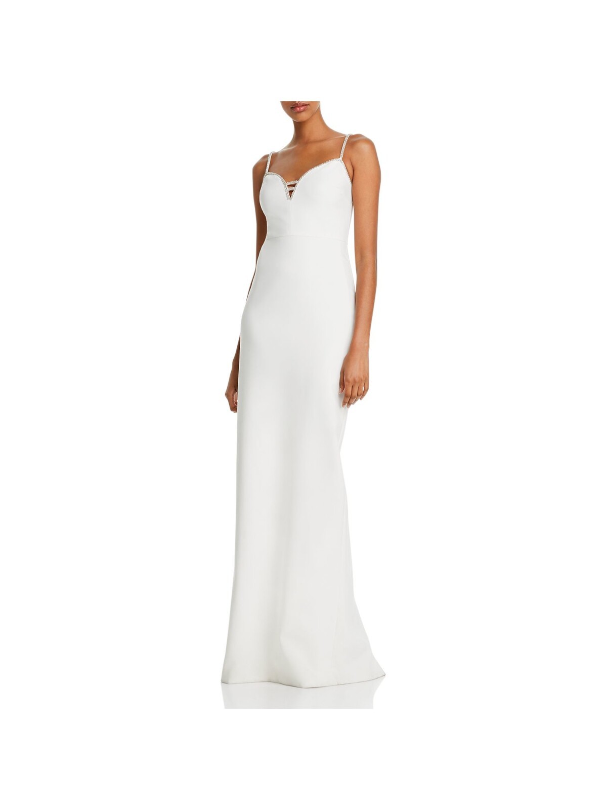 LIKELY Womens White Spaghetti Strap Full-Length Formal Gown Dress 2
