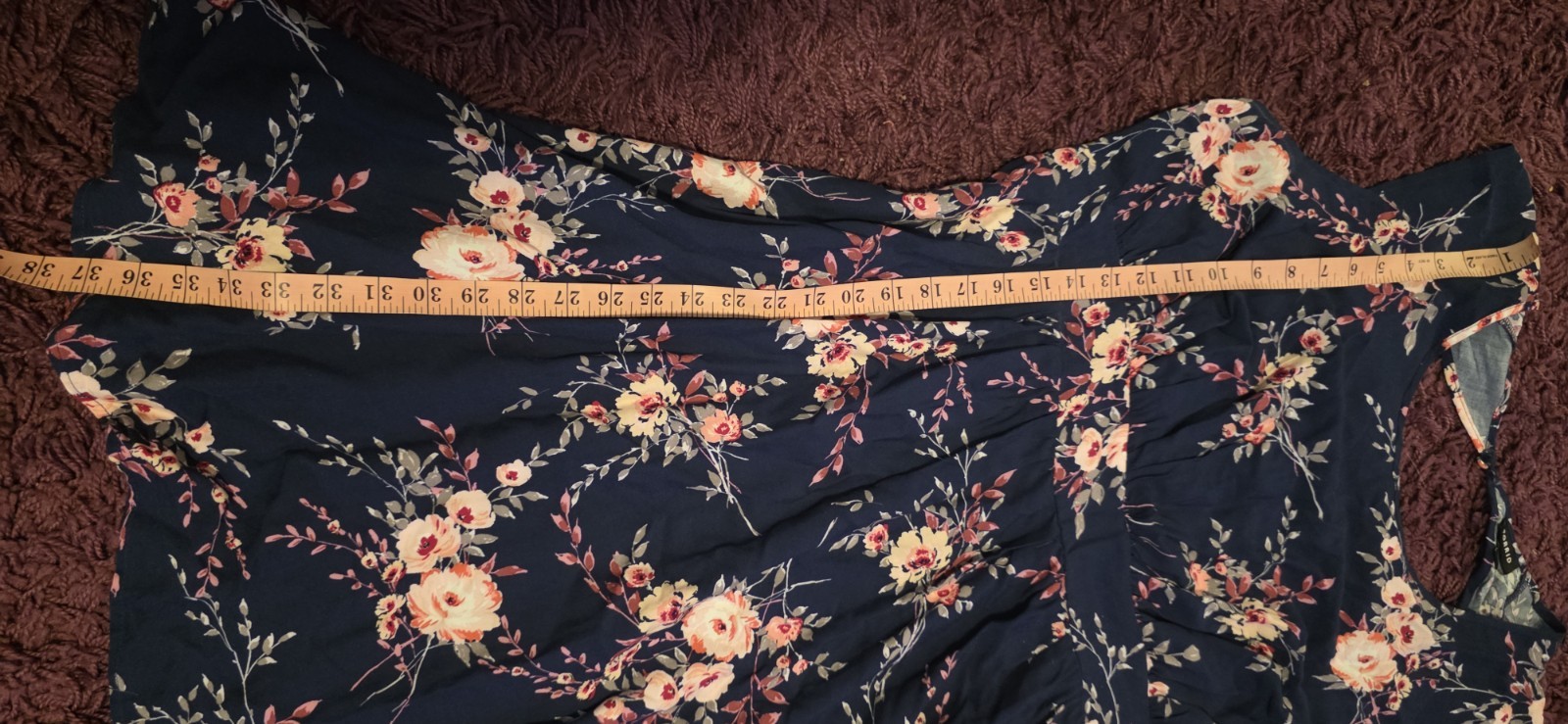 Torrid 1X Blue Floral Dress, Pleated, Waist, Open Back, Soft, Light, Worn 1X