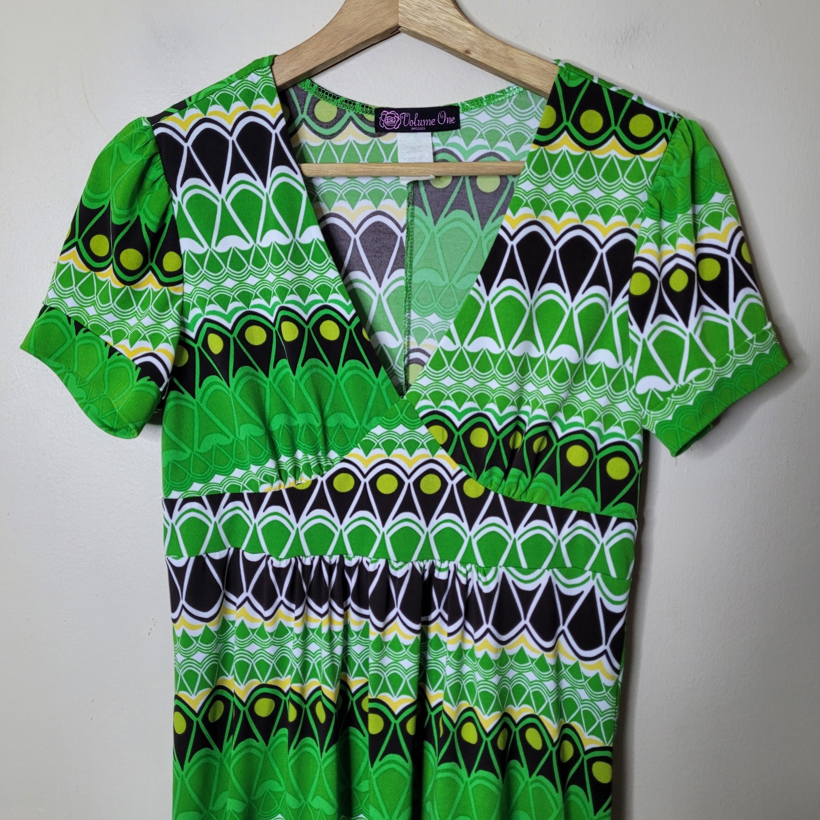 Volume One Vintage Y2K Retro Short Sleeve Babydoll Retro Stretch Dress Size M