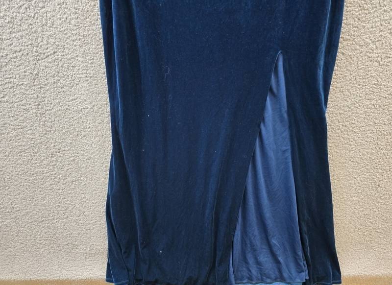 City Studio Trendy Plus Size Velvet Floral-Trim Gown 22W Deep Teal Zip Closure