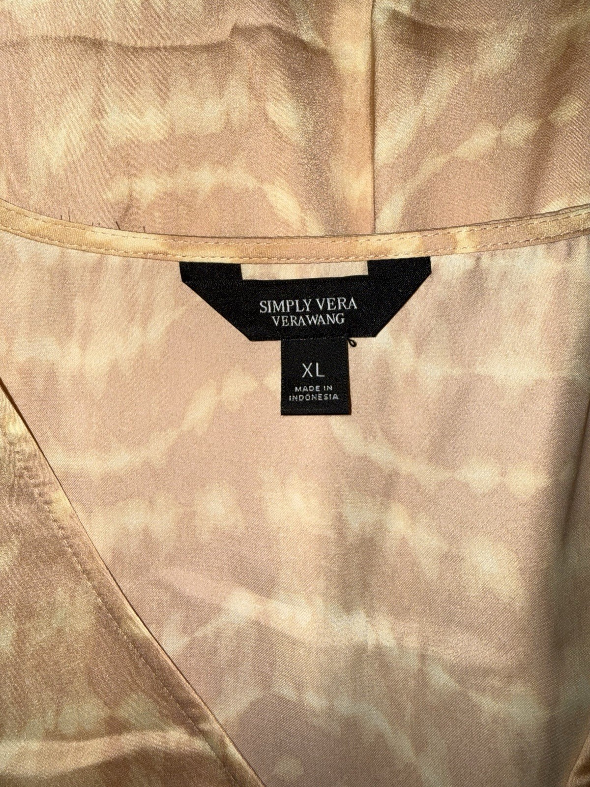 Simply Vera Vera Wang XL Blush Tie Dye Wrap Dress Puff Sleeve Lined Belted