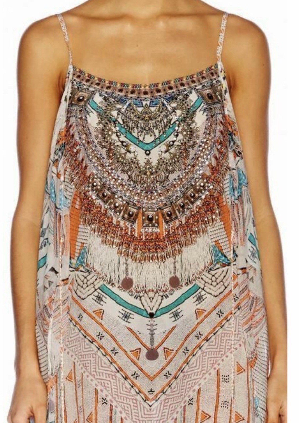 Camilla Dress Desert Rose Size Medium M Silk Overlay High Low Resortwear Flowy
