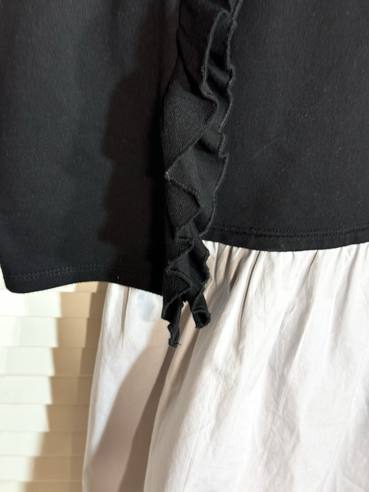 After Market Black Ruffle Sleeve Layered Dress Top Women Size Large New 32”