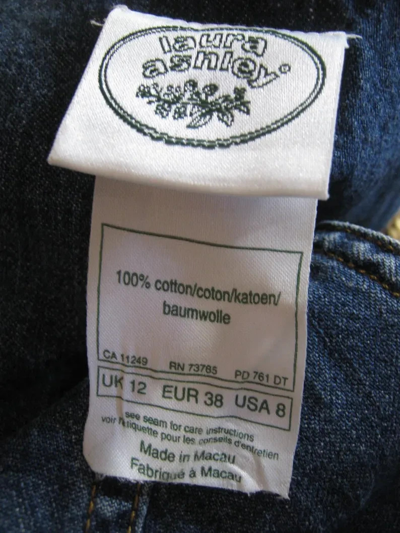 LAURA ASHLEY Vintage Country Denim Summer Maxi Dress, UK12 – incl Belt