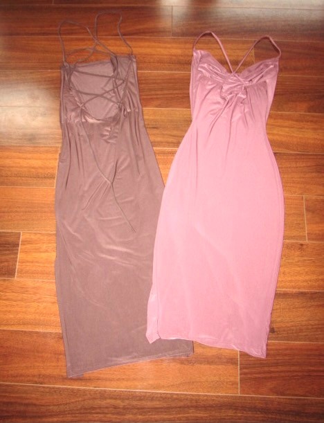 WINDSOR ~ LOT of 2!! XS/S ~ STRETCH Jersey STRAPPY Back BACKLESS Dresses c56