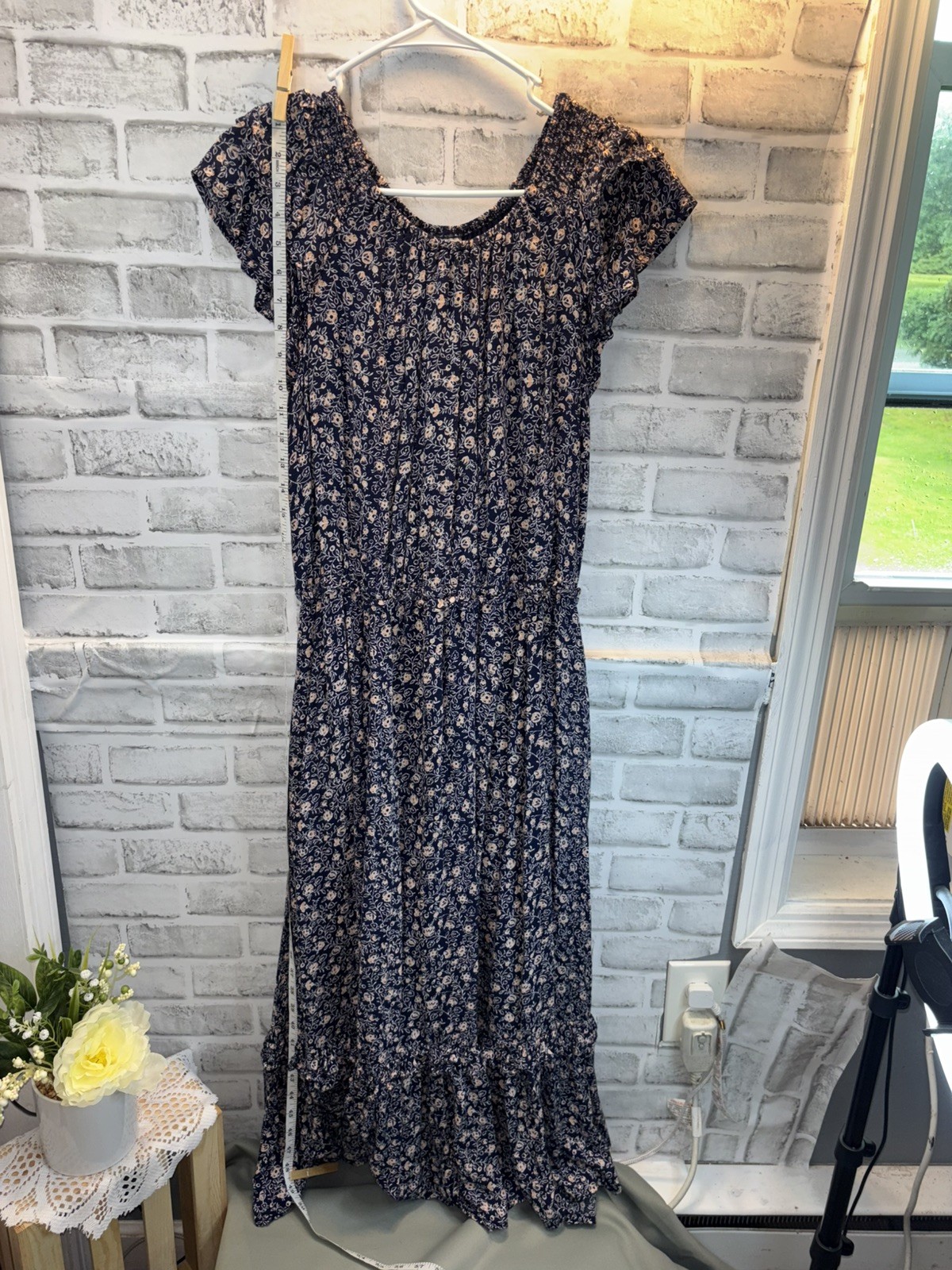 Universal Thread Blue Floral Smocked Bodice Maxi Dress Sleeveless XL