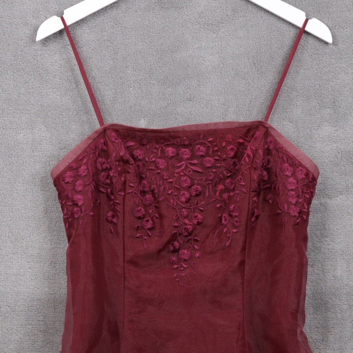 MORI LEE VTG 90s NWT Embroidered Chiffon Overlay Formal Gown Dress Merlot 13/14