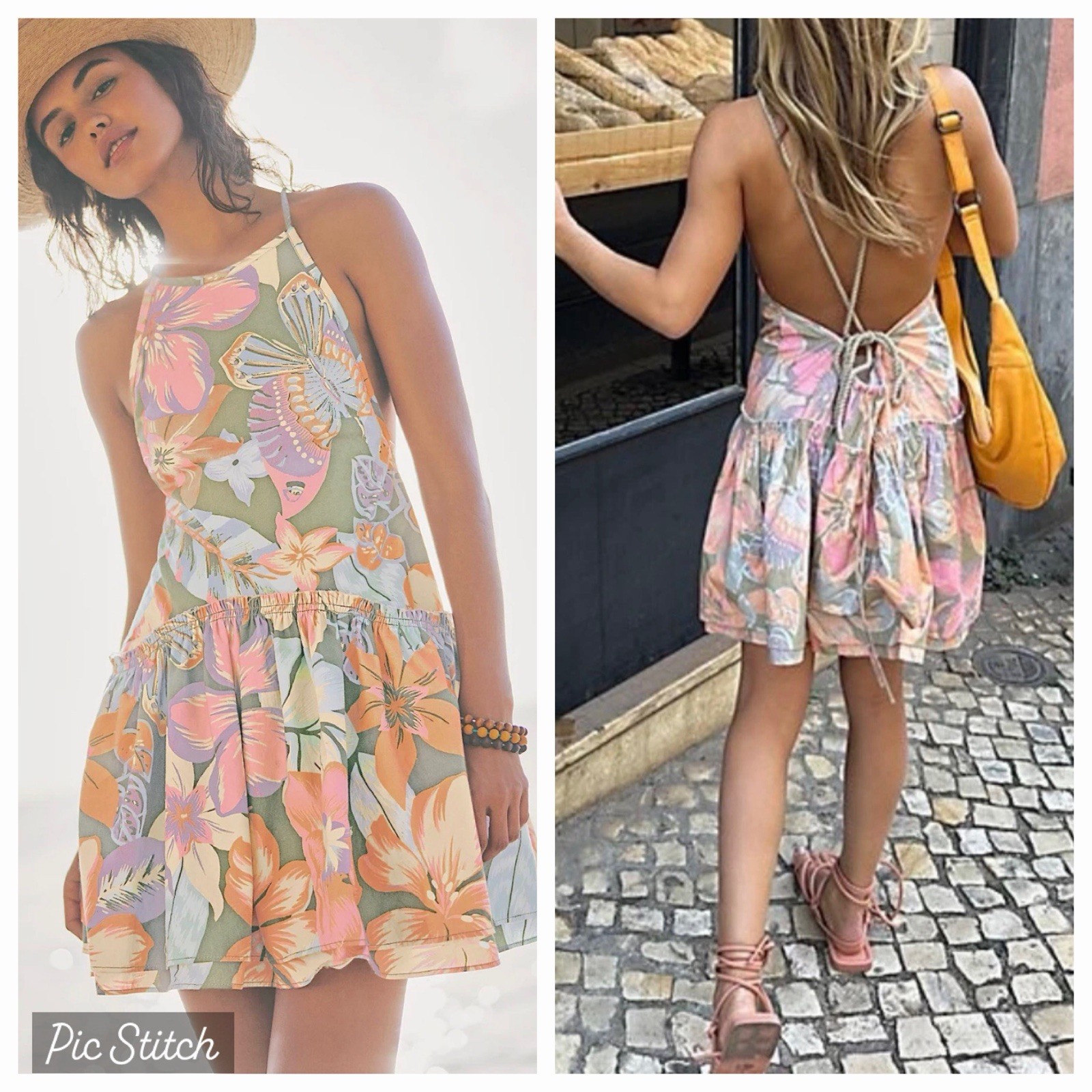 NEW Free People Deserted Island Tropical Open Back Mini Dress W/ Pockets XS $128