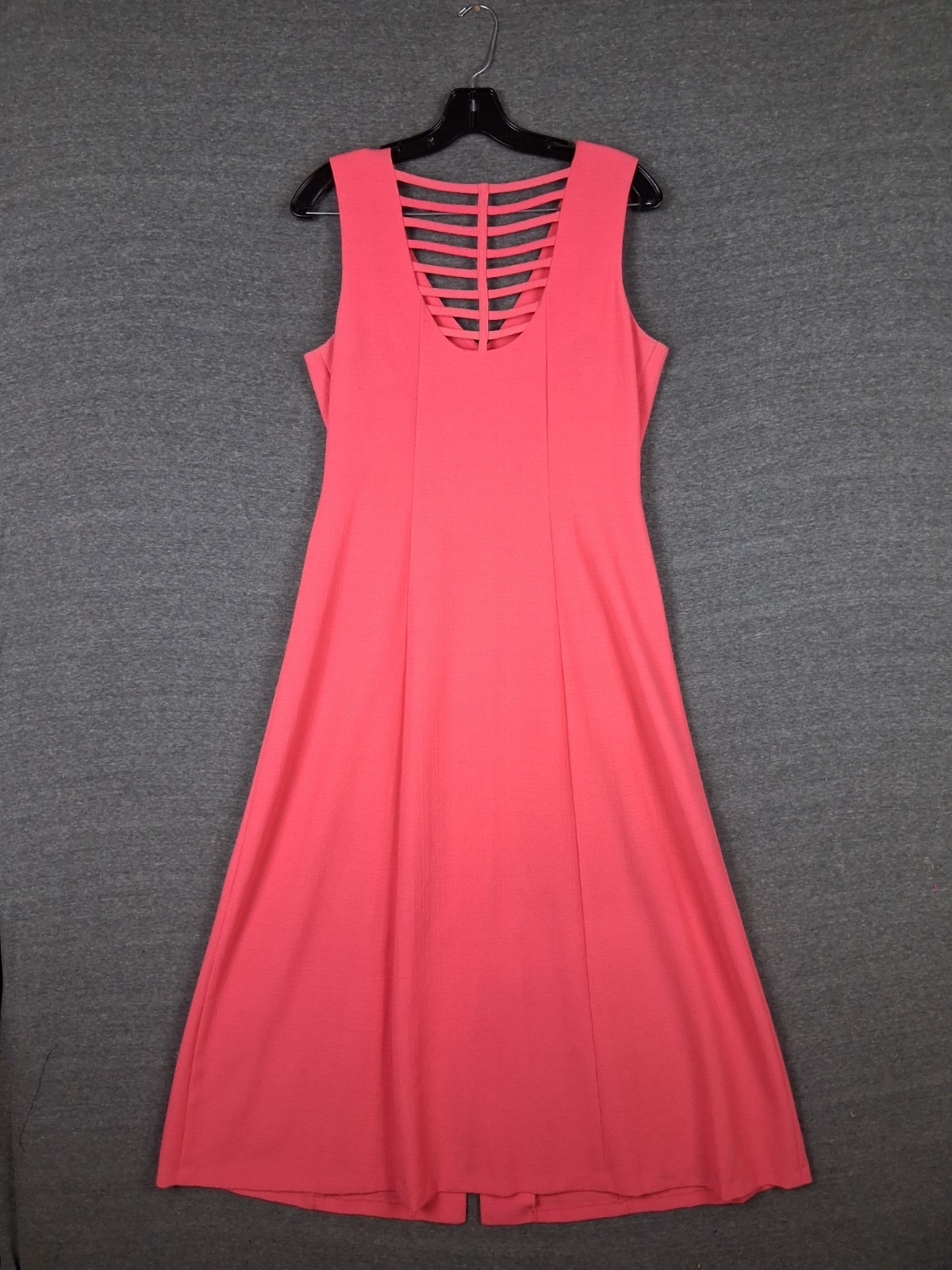 VTG Coldwater Creek Womens 10 Pink Coral Button Front Maxi Lattice A Line