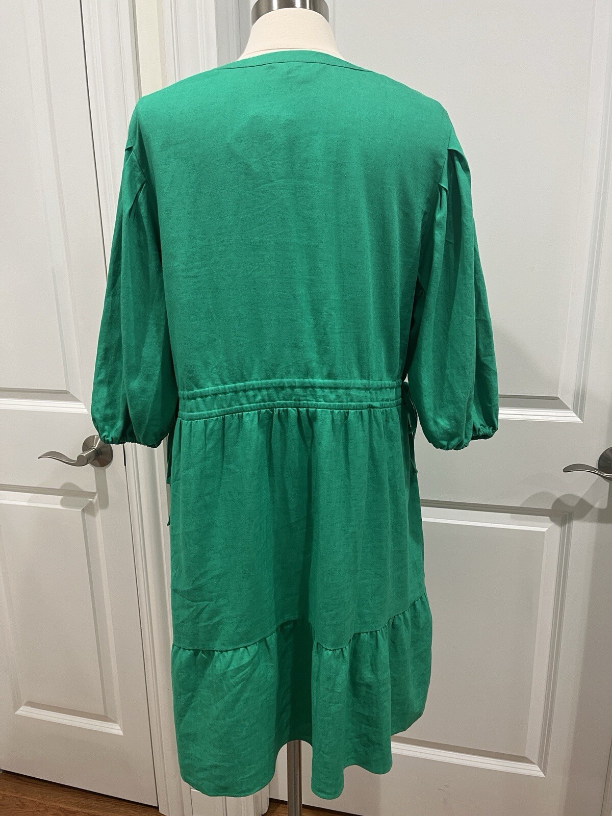 New! Nanette Lapore Linen Blend Dress 3/4 Sleeve Green Size 16 NWT