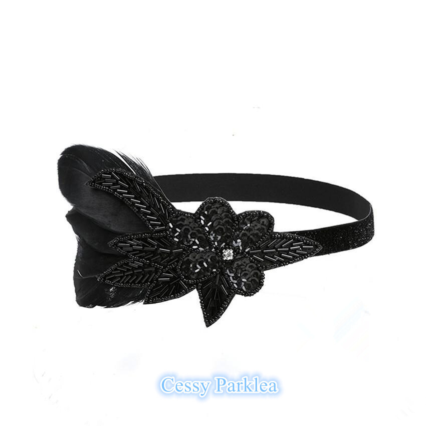 ZA2-1 Black Ladies 1920s Roaring 20s Flapper Gatsby Costume Sequins Outfit Dress