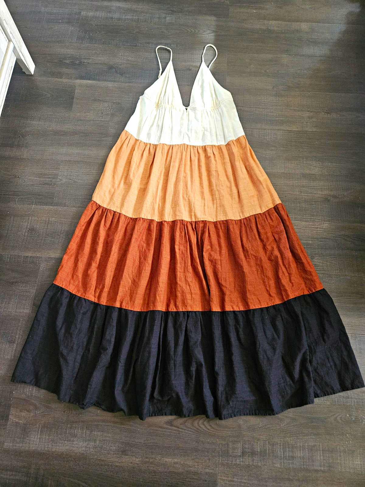 Anthropologie The Raya Colorblock Maxi Dress – Size XS Earthy Boho Tiered