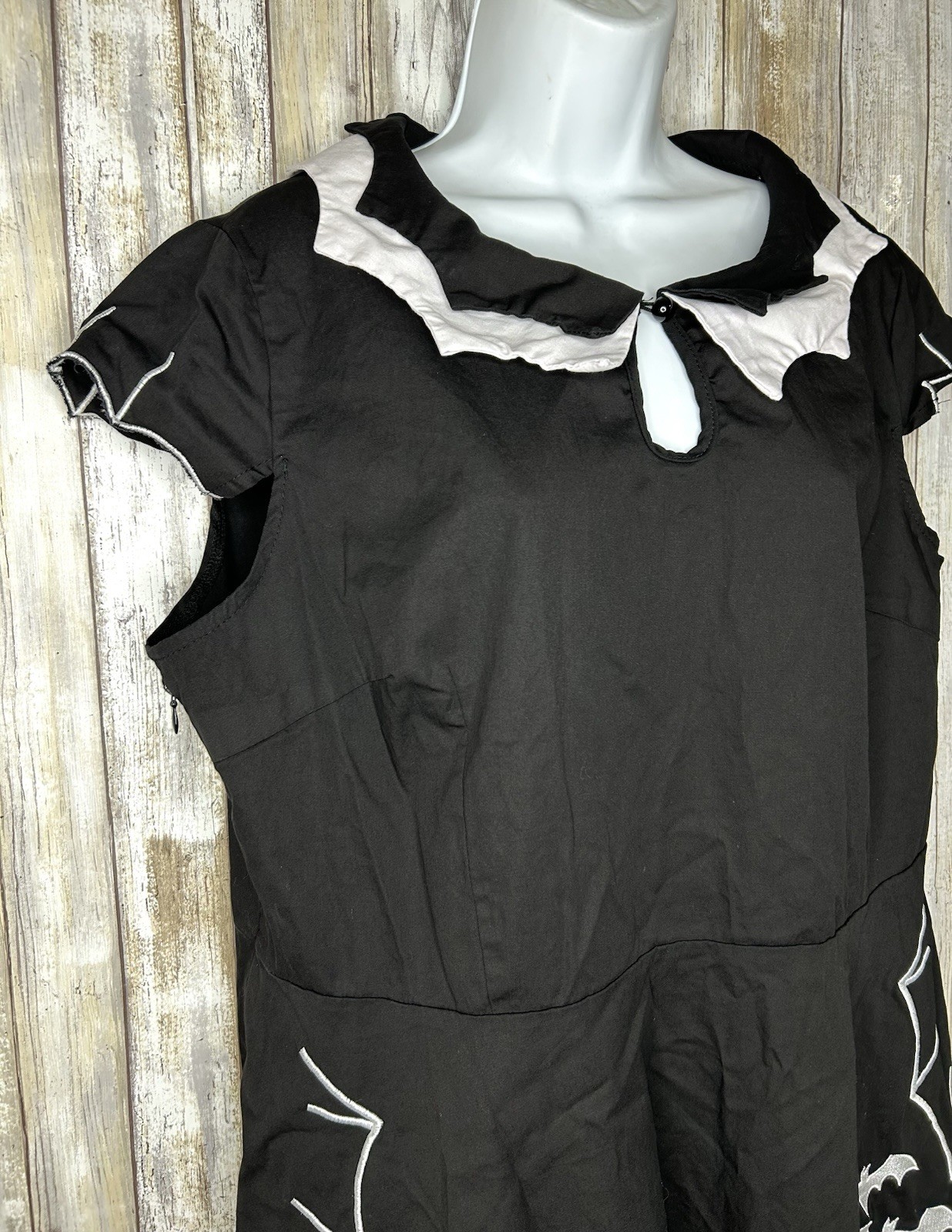 Women’s Cotton/Spandex Black Dress Embroidered Bats Size 4XL