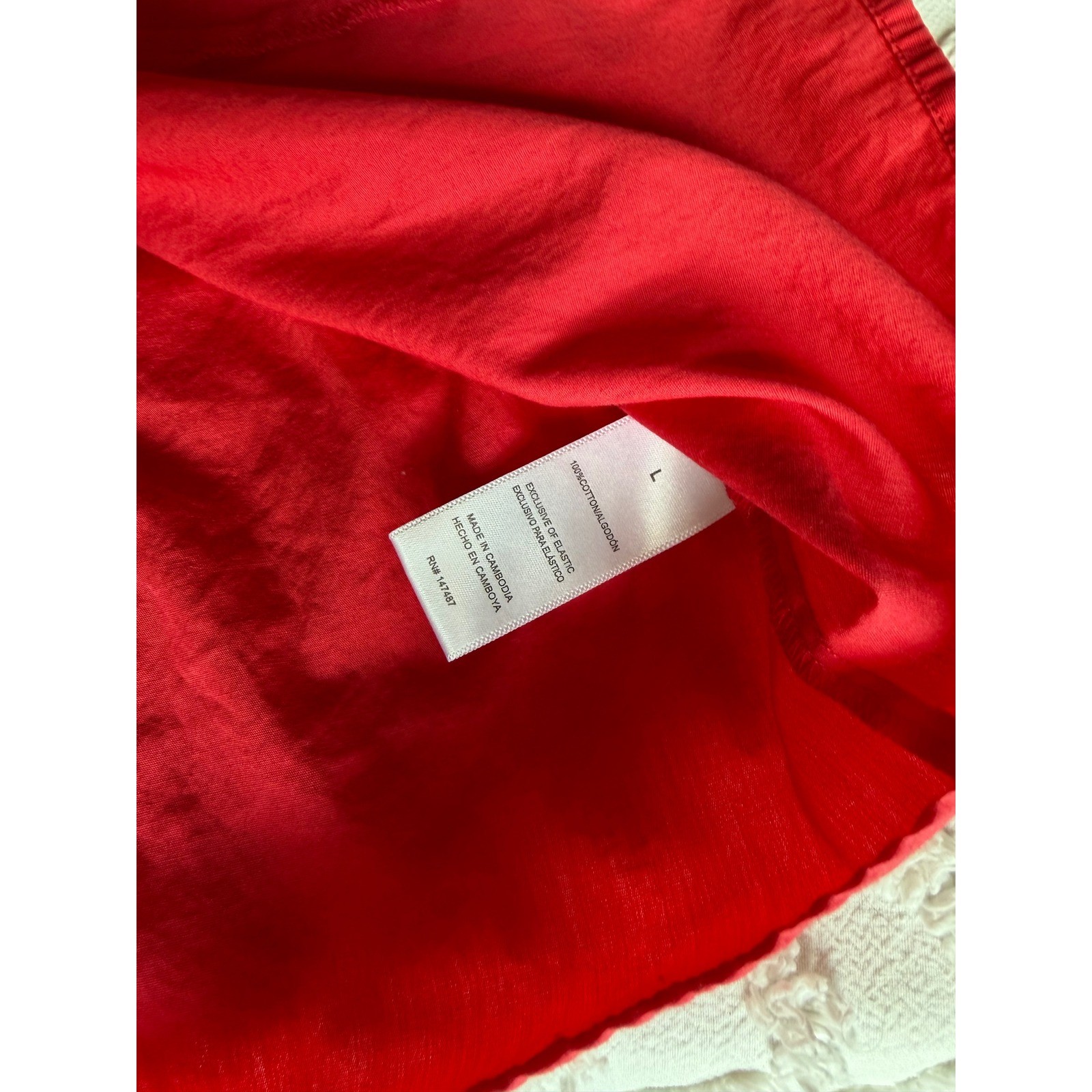 Draper James Red Puff Sleeve Dress Womens Smocked Back Cotton EUC L