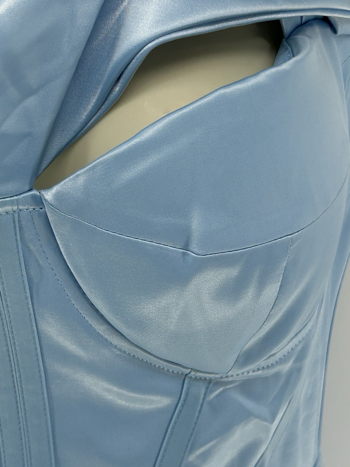 Satin Sky Blue Corset Dress Sz S Midi Adjustable Bra Straps Going Out