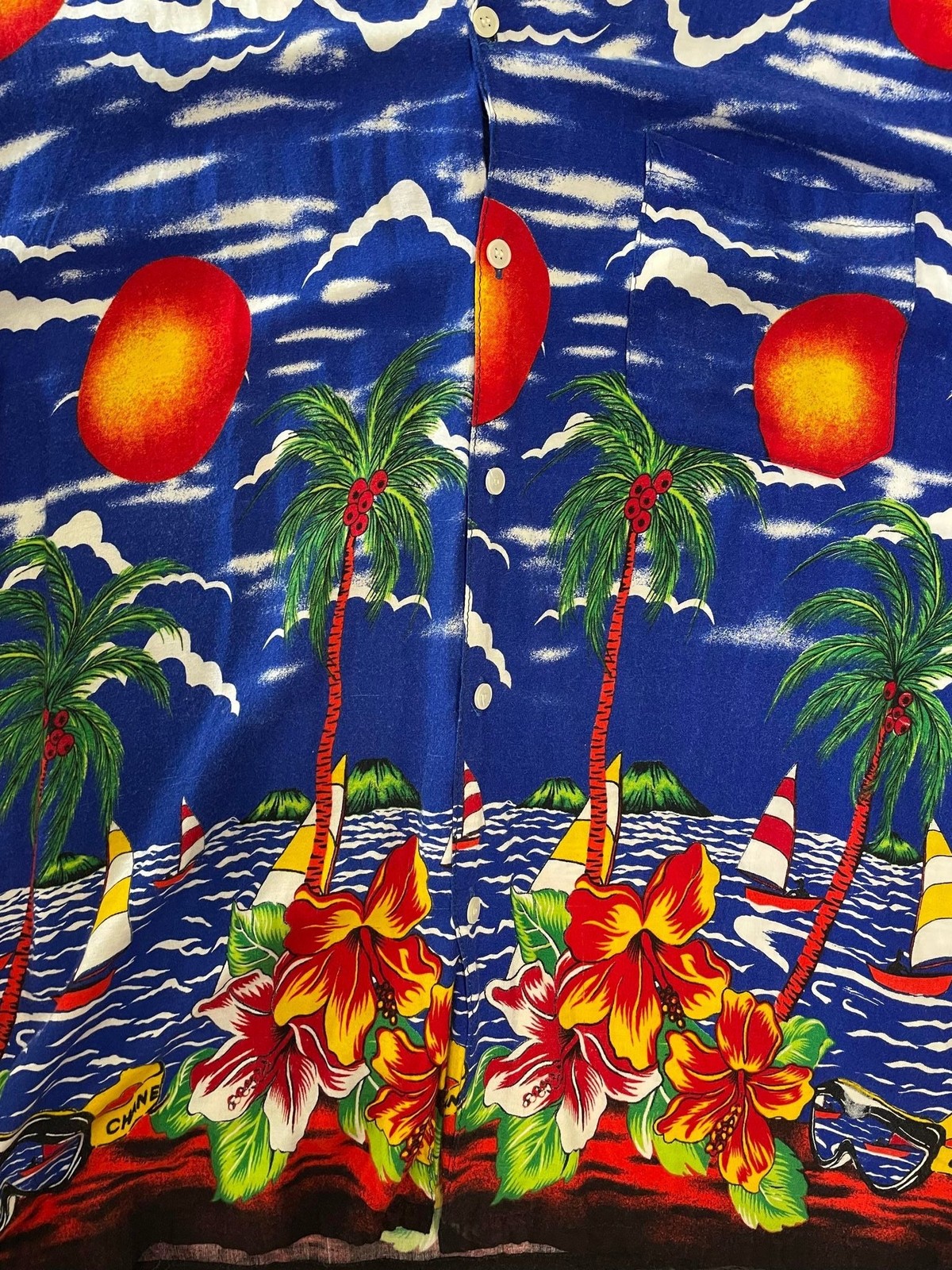 Vintage 1990’s Blue & Orange Sunset Print Shirt