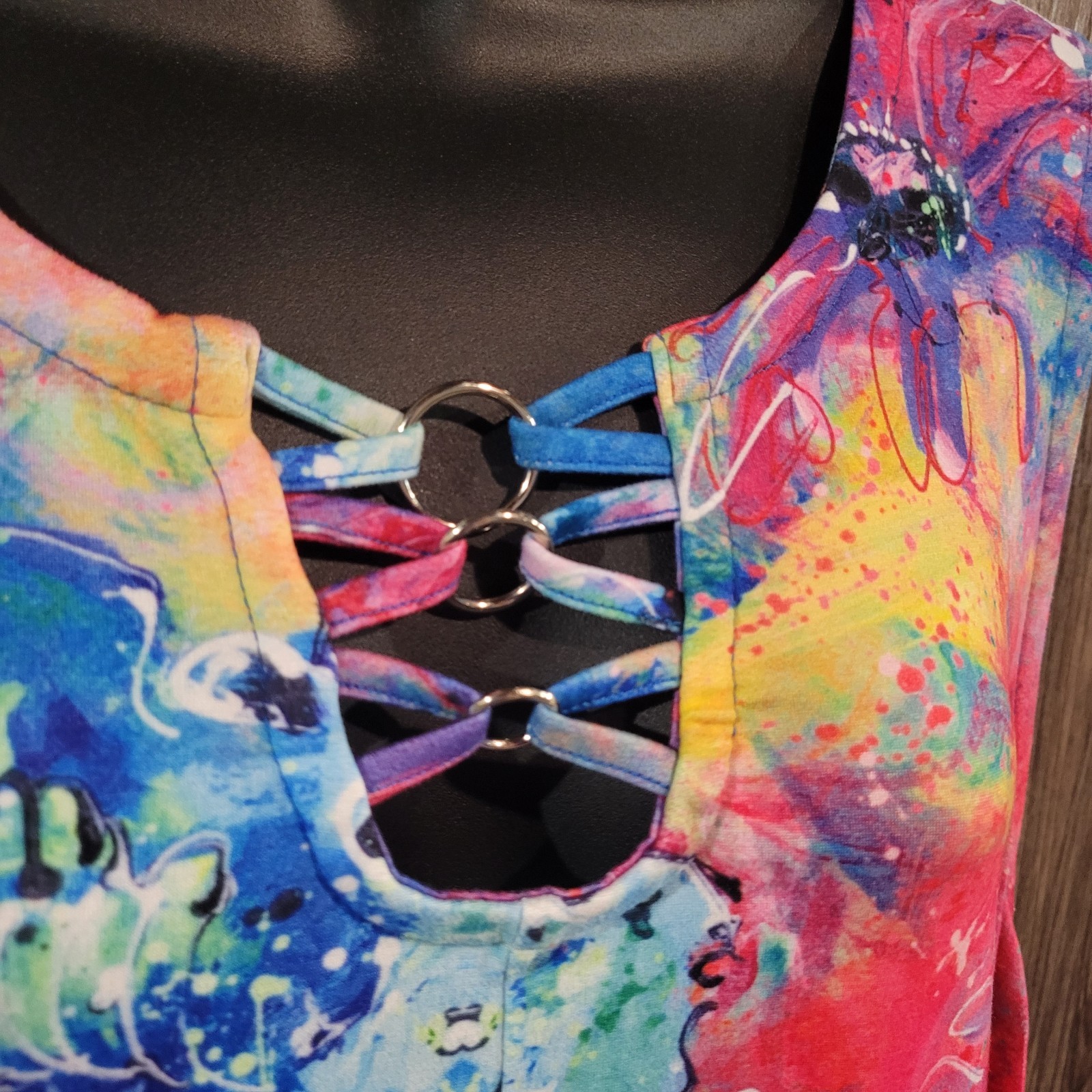 Leoma Lovegrove Tropical A-Line Dress XL Colorful Seahorse Sea Urchin Resort Art