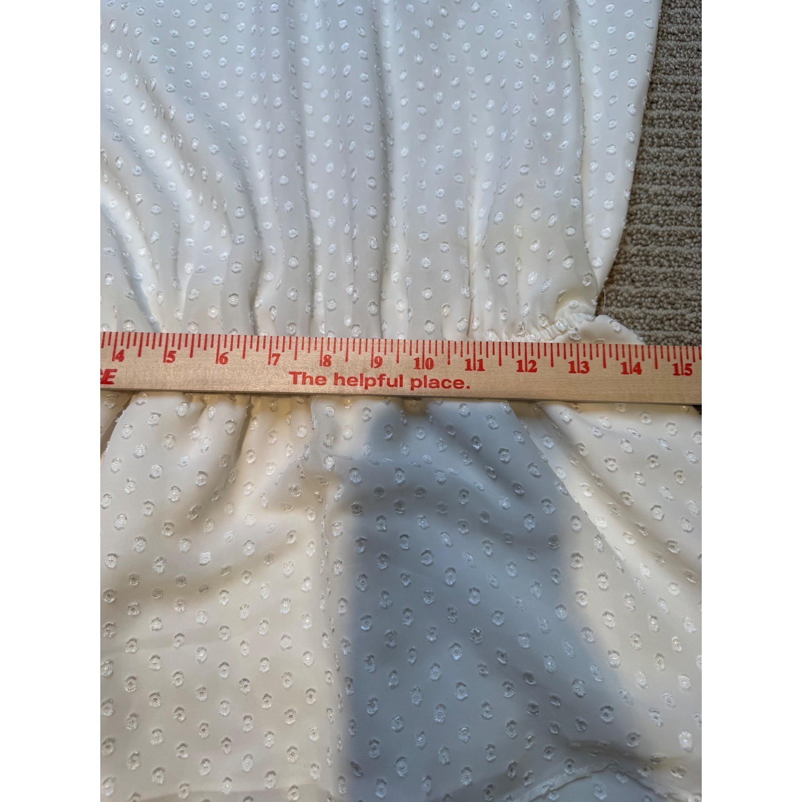 Yumi kim Cream Swiss Dot Mock Neck Tiered Ruffle Dress Size L Long Sleeve