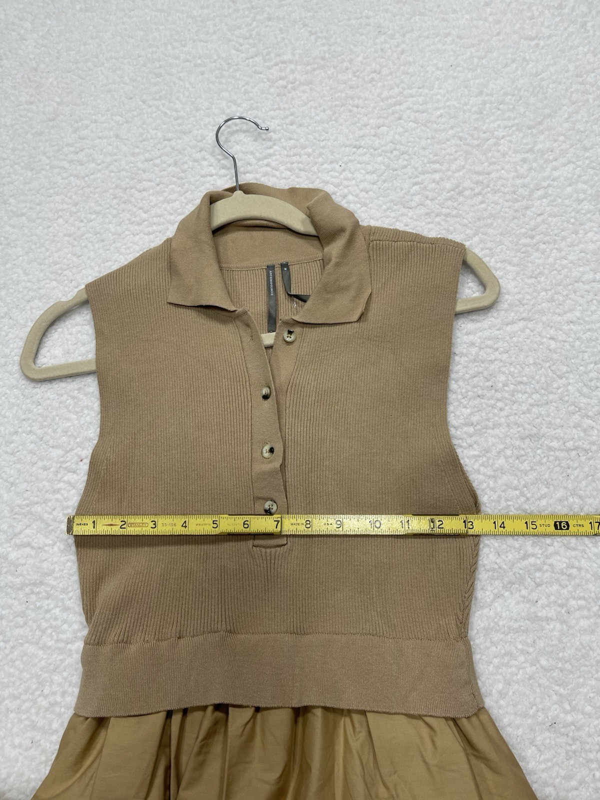 Anthropologie Dress Brown Thea Polo Collar Sleeveless Preppy Boho Medium NWT