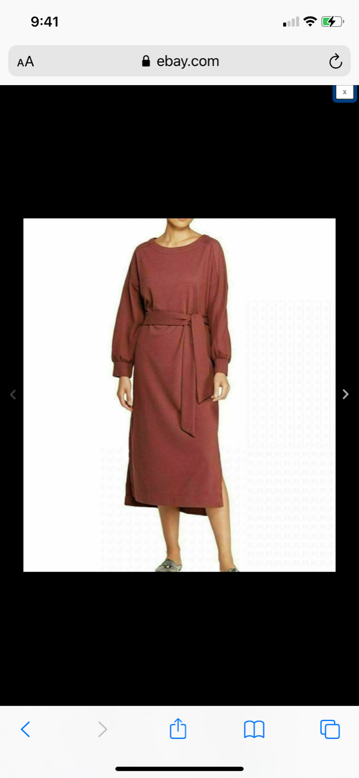 Prologue Casual Fit Long Sleeve Boat Neck Midi Shift Dress NEW Medium