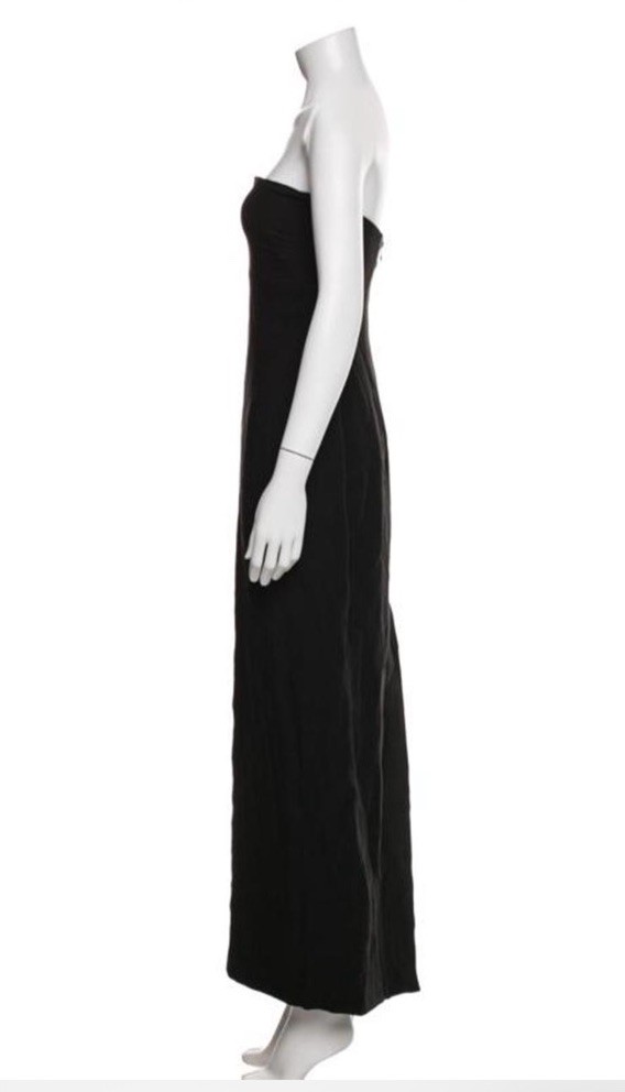 St. Agni Women’s Black Strapless Column Dress Long Sleeveless Zip, Size S
