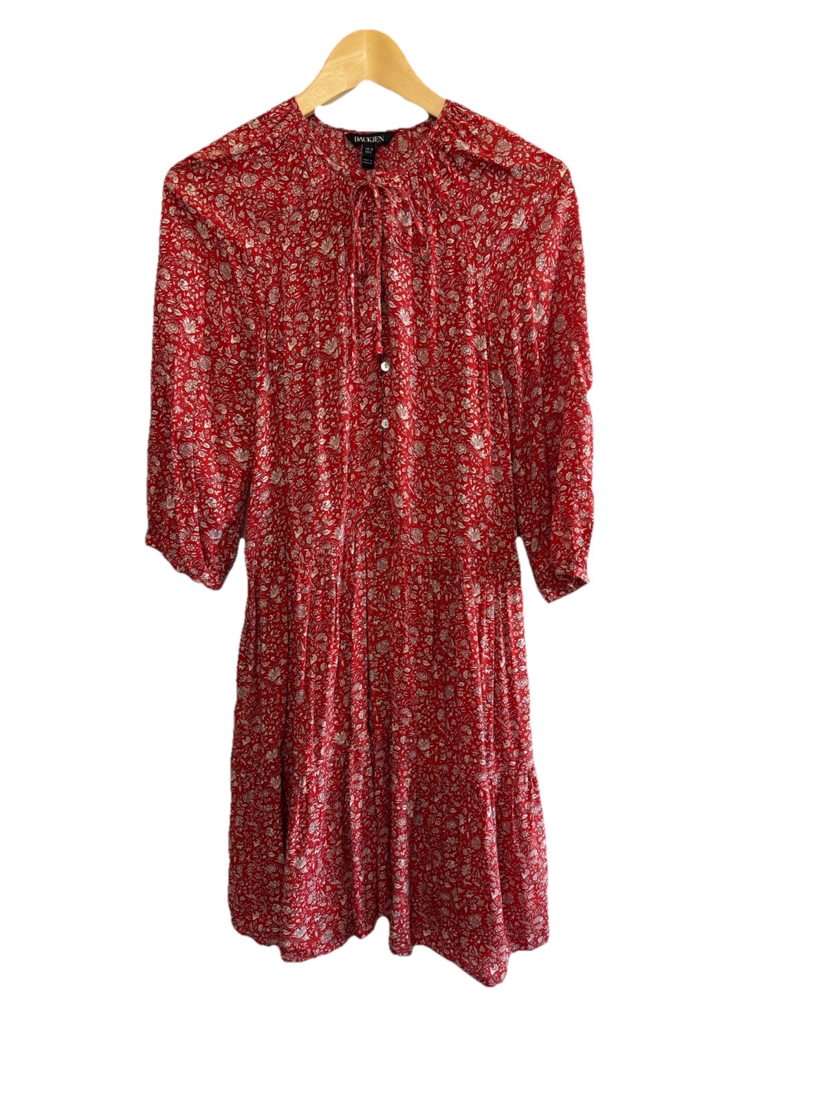 Baukjen Women’s UK 10 Red Calista Dress Floral Summer Dress Neck Tie