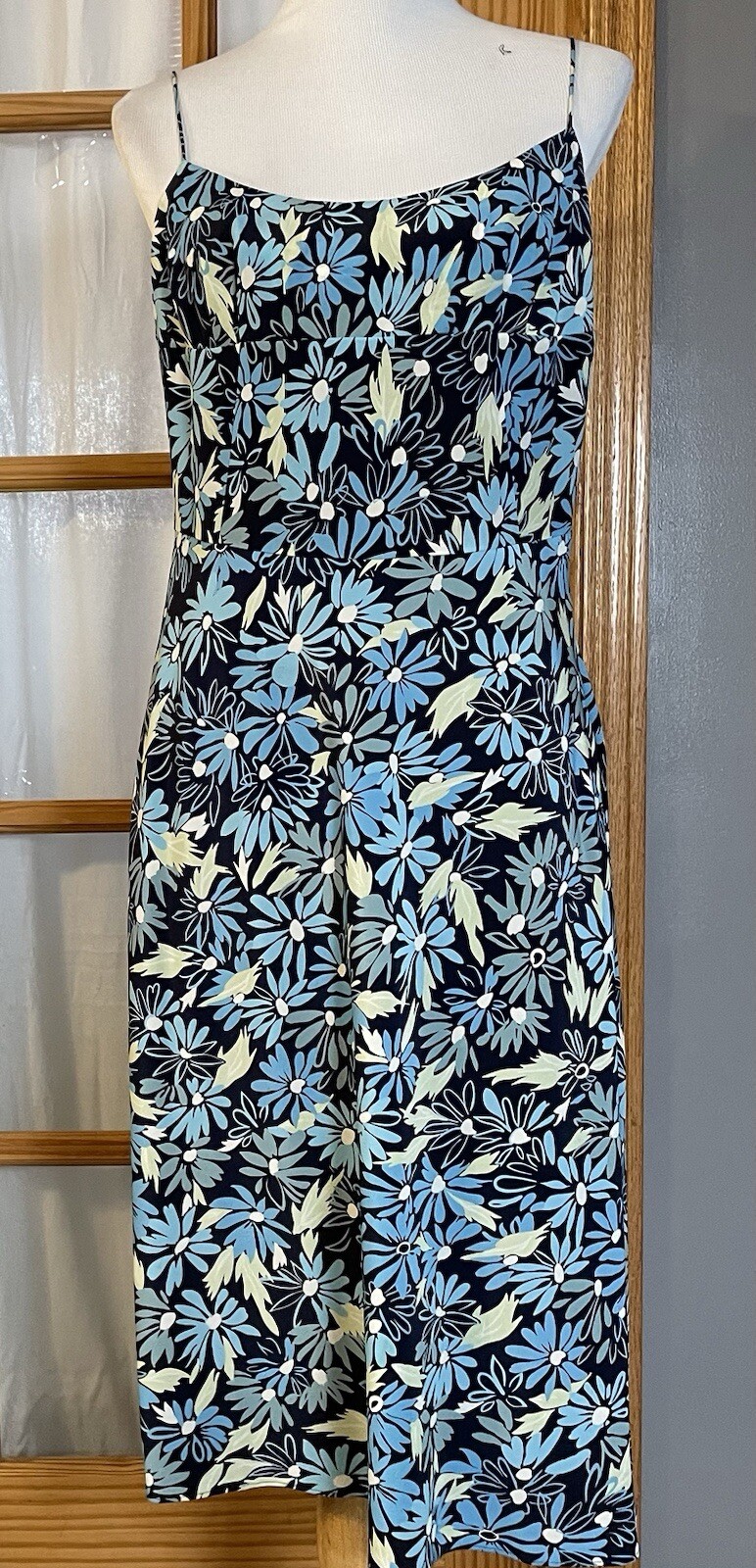 90s Y2K Express Floral Slip Dress 11/12 Blue Chiffon Boho Cottagecore Clubwear