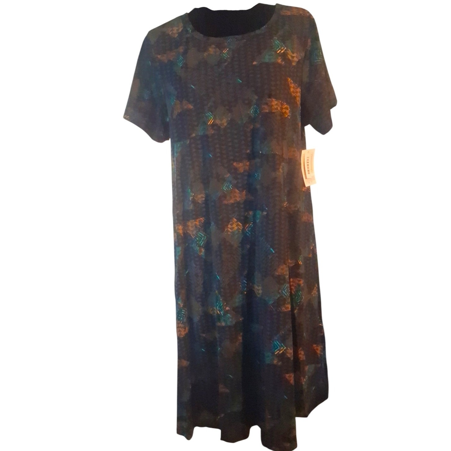 LuLaRoe CARLY High Low Dress Multicolor Short Sleeve Round Neck Women Size L
