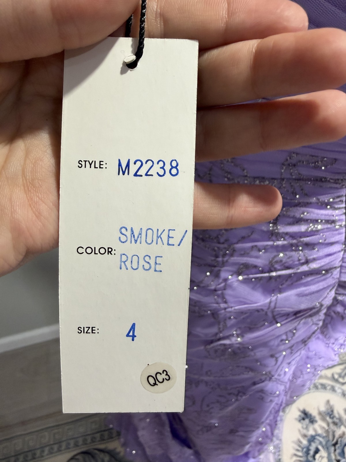 Terani Couture Lavender Silver Glitter Embroidered Tulle Formal Gown Size 4