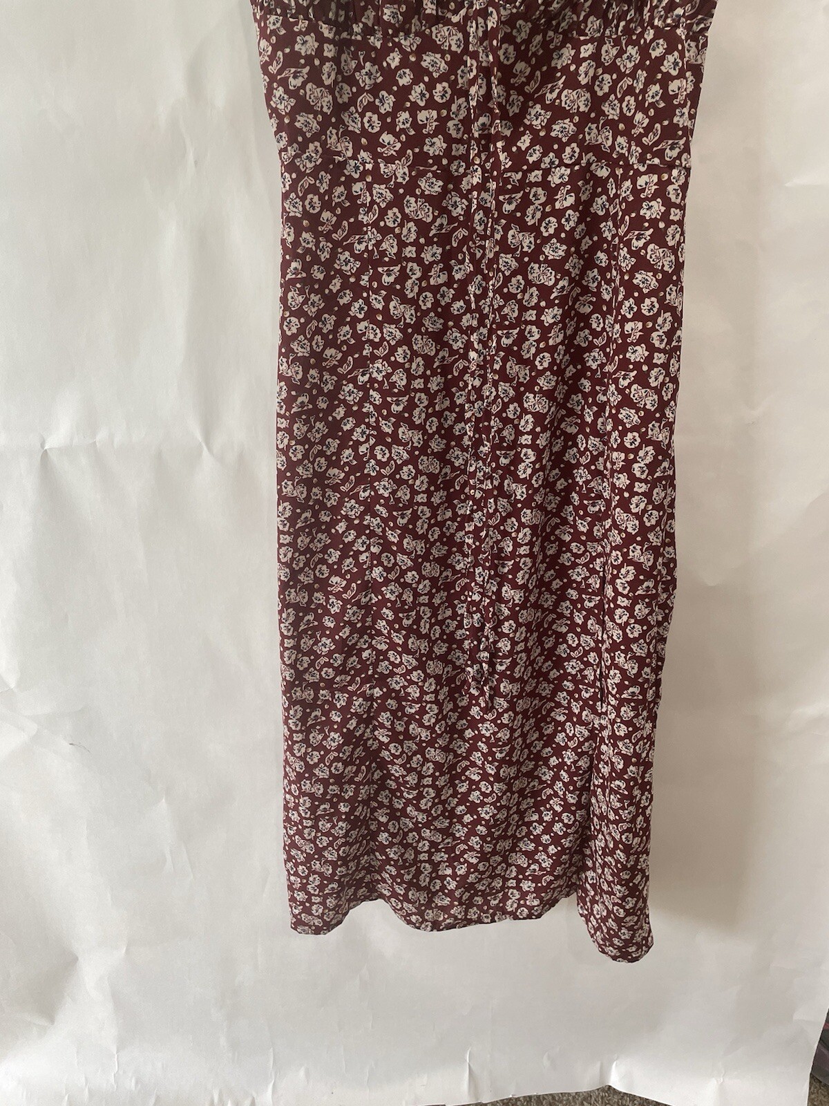 Shein Dress Size M US 6 Brown Floral, Strappy Sleeve Deep Slit